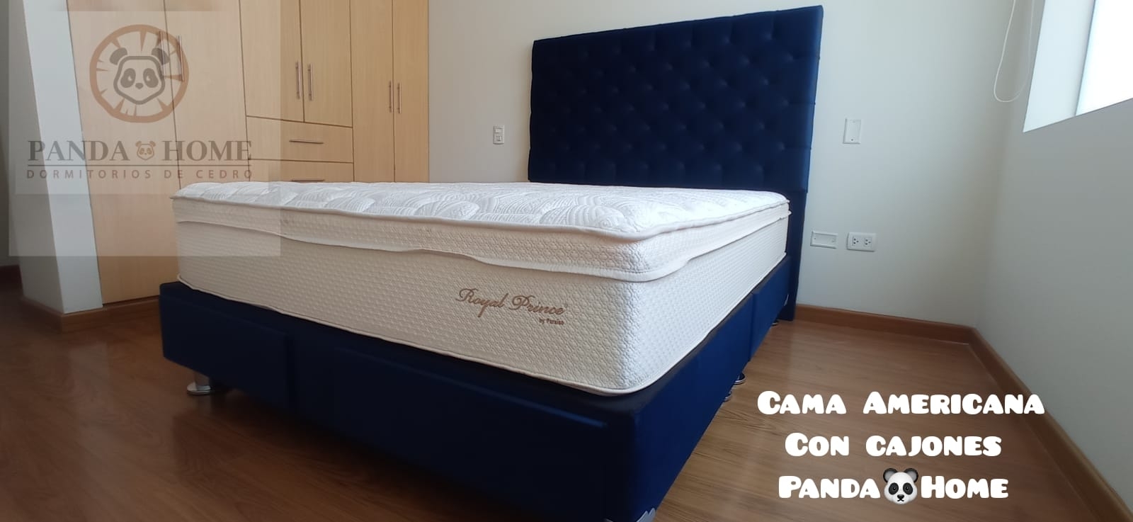 CAMA AMERICANA AZUL MODELO CAPITONE